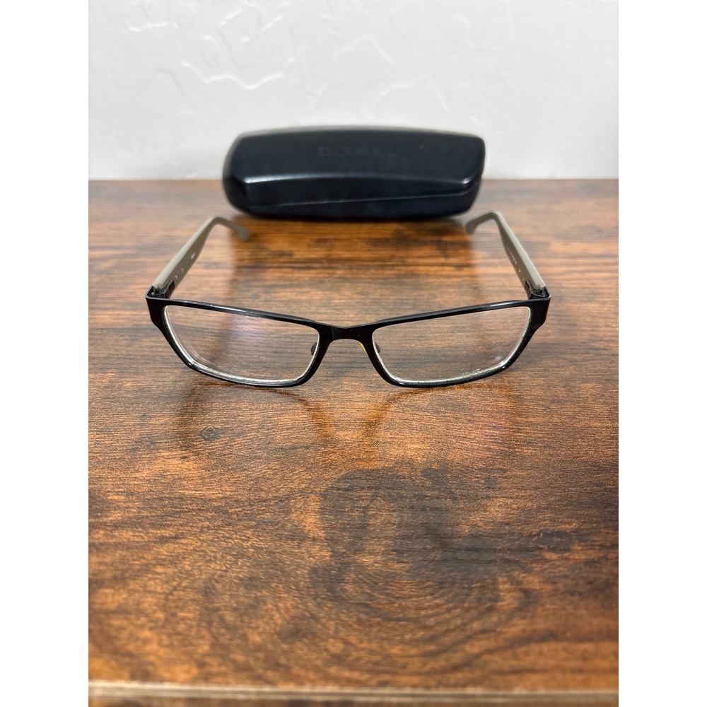 Diesel DL5014-1 002 Black Olive Green Rectangular Eyeglasses 54-16-140 with Case